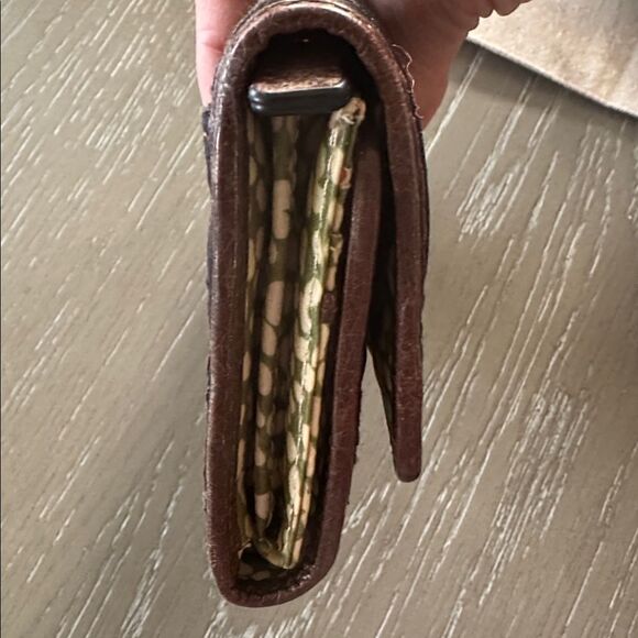 Fossil Key-Per Y2K Quilted Textile Leather Trim Black Brown Trifold Wallet EUC - Picture 9 of 12